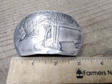 Vtg Wendell August Forge Hand Made Covered Bridge Oval Belt Buckle 3.25" USA!!