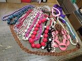 Vtg Jewelry Beaded Necklace & Bracelet Lot Acrylic Wood Very Nice!