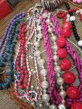Vtg Jewelry Beaded Necklace & Bracelet Lot Acrylic Wood Very Nice!