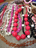 Vtg Jewelry Beaded Necklace & Bracelet Lot Acrylic Wood Very Nice!