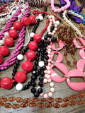 Vtg Jewelry Beaded Necklace & Bracelet Lot Acrylic Wood Very Nice!