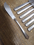 Vtg MCM 7 Pc Allegheny Metal Royal Stainless Dinner & Butter Knife Flatware Lot