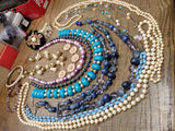 Vtg Jewelry Beaded Necklace & Bracelet Lot Multi Strand Glass Monet Worthington