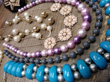 Vtg Jewelry Beaded Necklace & Bracelet Lot Multi Strand Glass Monet Worthington
