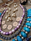 Vtg Jewelry Beaded Necklace & Bracelet Lot Multi Strand Glass Monet Worthington