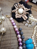 Vtg Jewelry Beaded Necklace & Bracelet Lot Multi Strand Glass Monet Worthington