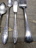 Vtg 5 Piece Silver Plated Fork Spoons Knife Lot Rogers National Community United
