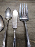 Vtg 5 Piece Silver Plated Fork Spoons Knife Lot Rogers National Community United