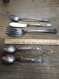 Vtg 5 Piece Silver Plated Fork Spoons Knife Lot Rogers National Community United