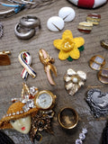 Vtg 23 Pc Estate Jewelry Lot w/Brooches Ring Necklace Cuff Links Buttons Pendant