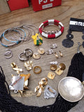 Vtg 23 Pc Estate Jewelry Lot w/Brooches Ring Necklace Cuff Links Buttons Pendant