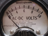 Vtg Westinghouse AC DC Volts 0-10 U.S.N. Type CAY 22246 Panel Meter w/Box USA