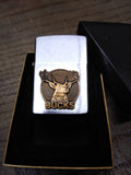 Vtg 1991 Zippo Cigarette Lighter Bucks Antlers Brass Emblem MD On Back wBox Nice