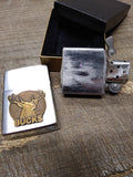 Vtg 1991 Zippo Cigarette Lighter Bucks Antlers Brass Emblem MD On Back wBox Nice