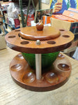 Vtg 8 Piece Wooden Bee Hive Green Glass Pipe Rack Stand Holder Tobacco Humidor