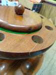 Vtg 8 Piece Wooden Bee Hive Green Glass Pipe Rack Stand Holder Tobacco Humidor