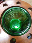 Vtg 8 Piece Wooden Bee Hive Green Glass Pipe Rack Stand Holder Tobacco Humidor