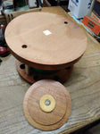 Vtg 8 Piece Wooden Bee Hive Green Glass Pipe Rack Stand Holder Tobacco Humidor