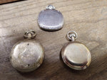 Vtg 3 Pc Pocket Watch Parts and Repair Lot Firefly, Solomax Cadillac, New Haven