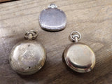 Vtg 3 Pc Pocket Watch Parts and Repair Lot Firefly, Solomax Cadillac, New Haven