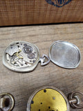 Vtg 3 Pc Pocket Watch Parts and Repair Lot Firefly, Solomax Cadillac, New Haven