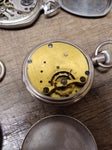 Vtg 3 Pc Pocket Watch Parts and Repair Lot Firefly, Solomax Cadillac, New Haven