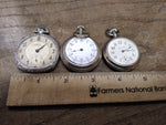 Vtg 3 Pc Pocket Watch Parts and Repair Lot Firefly, Solomax Cadillac, New Haven