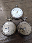 Vtg 3 Pc Pocket Watch Parts and Repair Lot New England 2 x Ingersoll