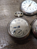 Vtg 3 Pc Pocket Watch Parts and Repair Lot New England 2 x Ingersoll