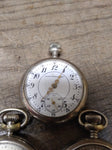 Vtg 3 Pc Pocket Watch Parts and Repair Lot New England 2 x Ingersoll