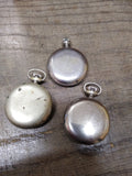 Vtg 3 Pc Pocket Watch Parts and Repair Lot New England 2 x Ingersoll