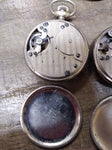 Vtg 3 Pc Pocket Watch Parts and Repair Lot New England 2 x Ingersoll