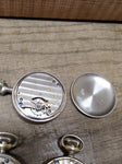 Vtg 3 Pc Pocket Watch Parts and Repair Lot New England 2 x Ingersoll