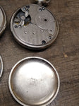 Vtg 3 Pc Pocket Watch Parts and Repair Lot New England 2 x Ingersoll