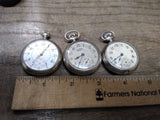 Vtg 3 Pc Pocket Watch Parts and Repair Lot New England 2 x Ingersoll