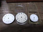 Vtg 3 Pc Pocket Watch Parts Repair Lot Civic Fidelis Movements Porcelain Dials