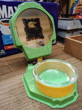 Vtg Antique Folding Travel Shaving Mirror w/Soap Bowl Green Marbled Celluloid