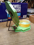 Vtg Antique Folding Travel Shaving Mirror w/Soap Bowl Green Marbled Celluloid