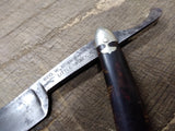 Vtg 1902 Geo W Korn Double Hollow Straight Edge Razor Celluloid Scales Bolsters