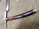 Vtg 1902 Geo W Korn Double Hollow Straight Edge Razor Celluloid Scales Bolsters