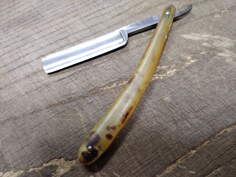 Vtg Bengall Made In England Hollow Ground Straight Edge Razor Celluloid Scales