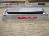 Vtg Soft Arkansas 2 Sided Honing Oil Sharpening Stone w/Cast Aluminum Holder 7"