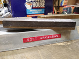 Vtg Soft Arkansas 2 Sided Honing Oil Sharpening Stone w/Cast Aluminum Holder 7"