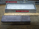Vtg Soft Arkansas 2 Sided Honing Oil Sharpening Stone w/Cast Aluminum Holder 7"