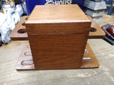 Vtg AZTEC 6 Piece Table Top Smoking Pipe Holder Tobacco Humidor Cedar Lined Oak
