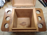 Vtg AZTEC 6 Piece Table Top Smoking Pipe Holder Tobacco Humidor Cedar Lined Oak