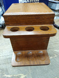 Vtg AZTEC 6 Piece Table Top Smoking Pipe Holder Tobacco Humidor Cedar Lined Oak