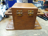 Vtg AZTEC 6 Piece Table Top Smoking Pipe Holder Tobacco Humidor Cedar Lined Oak