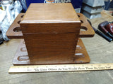 Vtg AZTEC 6 Piece Table Top Smoking Pipe Holder Tobacco Humidor Cedar Lined Oak