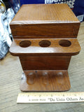 Vtg AZTEC 6 Piece Table Top Smoking Pipe Holder Tobacco Humidor Cedar Lined Oak